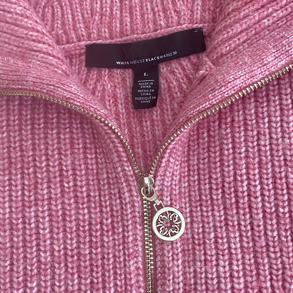 White House Black Market Rose Pink Knit Half Zip Sweater NEW!